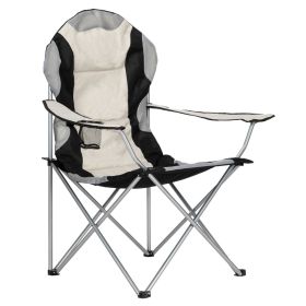 Black and Gray Camping Chair with Steel Frame and Oxford Fabric Single Folding Outdoor Chair Supports up to 120KG Portable Lawn Chair for Camping