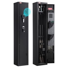 Gun Safe, Heavy Duty Cold-Rolled Steel Fireproof Rifle Cabinet with Digital Keypad & Key, Large Long Gun Cabinet with Magazine and LED Lighting