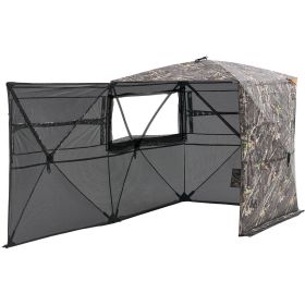 Hunting Blind, 4-5 Person See Through Ground Blinds with Carrying Bag, 360 Degree Portable Camouflage Tent