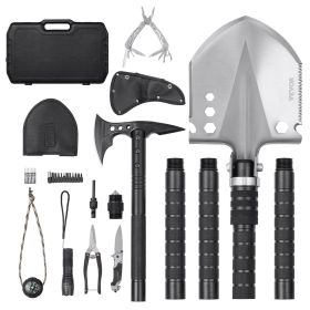 Survival Shovel Survival Axe, 28-in-1 Camping Folding Shovels with Hatchet, Stainless Steel Tactical Shovel Hatchet Combo