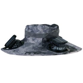 Outdoor Wide Brim Sun Hat With 2 Rechargeable Fans Solar Powered 3 Wind Speeds UPF50+ Breathable Waterproof Nylon Mesh Outdoor Hat For Hiking Camping (Option: FanHatDarkGreyInkGPCT5016)