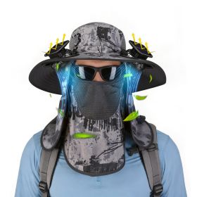 2 In 1 Solar Fan Hat UPF50+ Sun Hat With Fans Wide Brim Fishing Hat with Face Cover Neck Flap Solar USB Charging for Hiking Gardening Outdoor Work (Option: FanHatDarkGreyInkGPCT5653)