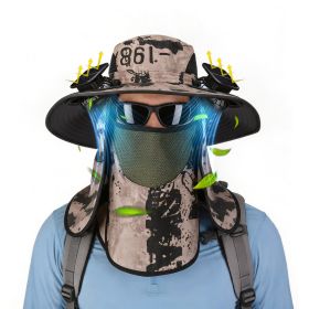 2 In 1 Solar Fan Hat UPF50+ Sun Hat With Fans Wide Brim Fishing Hat with Face Cover Neck Flap Solar USB Charging for Hiking Gardening Outdoor Work (Option: FanHatKhakiInkGPCT5653)